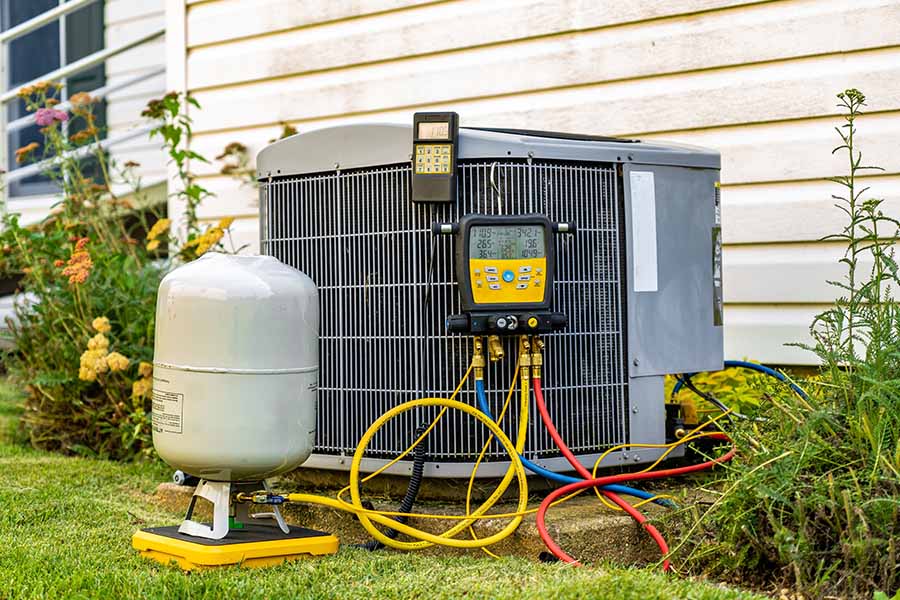 Air conditioner under repair check